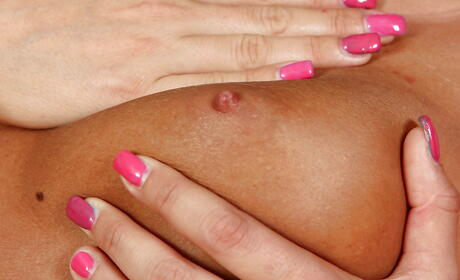 Excellent dark-haired older Sasha Kurt in underwear jerks off 